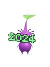 An animation of a Purple Pikmin with 2024 Glasses from Pikmin Bloom