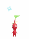 An animation of a Red Pikmin with a Coin (Rare) from Pikmin Bloom.