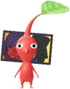 A Red Special Decor Pikmin with Flower Card (Volume 1) decor from Pikmin Bloom.