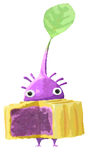 Lifelog artwork of a Purple Special Decor Pikmin with Mooncake decor from Pikmin Bloom.