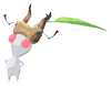 Lifelog artwork of a White Forest Decor Pikmin with Stag Beetle decor from Pikmin Bloom.