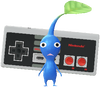 A Blue Special Decor Pikmin with Nintendo Consoles '80-'95 decor from Pikmin Bloom.