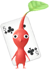 A Red Special Decor Pikmin with Playing Card decor from Pikmin Bloom.