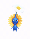 An animation of a Blue Pikmin with a Dandelion from Pikmin Bloom.