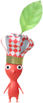 A Red Restaurant Decor Pikmin with Chef Hat (Rare) decor from Pikmin Bloom.