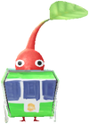 A Red Station Decor Pikmin with Paper Train decor from Pikmin Bloom.