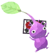 Lifelog artwork of a Purple Special Decor Pikmin with Flower Card decor from Pikmin Bloom.