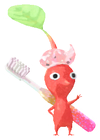 Lifelog artwork of a Red Pharmacy Decor Pikmin with Toothbrush (Rare) decor from Pikmin Bloom.