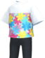 "Flower print T-shirt (White)" outfit in Pikmin Bloom. Original filename is <code>icon_Preset_Costume_1311_FChallenge01</code>.