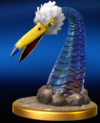 The trophy of Burrowing Snagret from the Wii U version of Super Smash Bros. for Nintendo 3DS and Wii U.