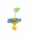 An animation of a Yellow Pikmin with 2024 Glasses from Pikmin Bloom