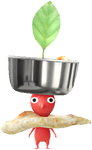 A Red Pikmin with a Curry Bowl decor from Pikmin Bloom