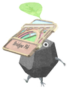 Lifelog artwork of a Rock Bridge Decor Pikmin with Bridge Pin Badge decor from Pikmin Bloom.