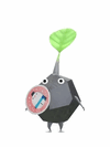 An animation of a Rock Pikmin with a Winter Sticker from Pikmin Bloom.
