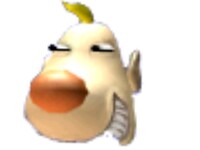 Louie makes teh funneh face after winning 3 times in Pikmin 2's 2 player battle