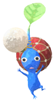 Lifelog artwork of a Blue Special Decor Pikmin with Ball Ornament decor from Pikmin Bloom.