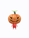 An animation of a red Pikmin with a jack-o-lantern from Pikmin Bloom.