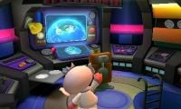 Captain Olimar stretching while inside the S.S. Dolphin II. This is from the cutscene where the ship announces it provided a new bar of health for the captain.