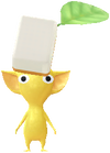 A Yellow Special Decor Pikmin with Mahjong Tile decor from Pikmin Bloom.