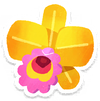 Lifelog artwork of a yellow cattleya from Pikmin Bloom.