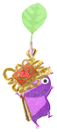 Lifelog artwork of a Purple Special Decor Pikmin with Lunar New Year Ornament: Gold decor from Pikmin Bloom.