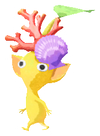 Lifelog artwork of a Yellow Special Decor Pikmin with Coral decor from Pikmin Bloom.