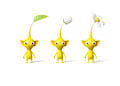 The three stages of a Yellow Pikmin in Pikmin 3.