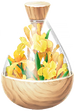 A full jar of yellow iris petals from Pikmin Bloom.