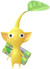 A yellow Decor Pikmin with two small green batteries