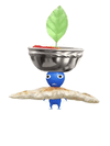 An animation of a Blue Pikmin with a Curry Bowl from Pikmin Bloom