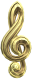 "Treble Clef Hair Accessory (Gold)" Mii head item part in Pikmin Bloom.