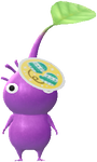 A Purple Special Decor Pikmin with Winter Sticker decor from Pikmin Bloom.