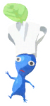 Lifelog artwork of a Blue Restaurant Decor Pikmin with Chef Hat decor from Pikmin Bloom.