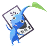 Lifelog artwork of a Blue Special Decor Pikmin with Flower Card decor from Pikmin Bloom.