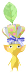Lifelog artwork of a Yellow Restaurant Decor Pikmin with Chef Hat (Rare) decor from Pikmin Bloom.