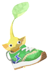 Lifelog artwork of a Yellow Special Decor Pikmin with Sneaker Keychain decor from Pikmin Bloom.