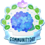 Hydrangea Community Day badge for Pikmin Bloom.