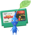 A Blue Special Decor Pikmin with Game Pak decor from Pikmin Bloom.
