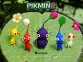 Wallpaper of a Pikmin of each type on a lily pad.