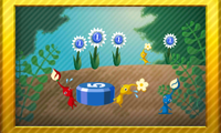A complete set of Pikmin badges in Nintendo Badge Arcade.