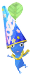 Lifelog artwork of a Blue Special Decor Pikmin with Party Popper 2025 decor from Pikmin Bloom.