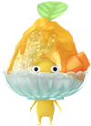 A Yellow Special Decor Pikmin with Shaved Ice decor from Pikmin Bloom.