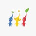 Nintendo Switch Online Pikmin 4 character icon element of a Blue Pikmin, Yellow Pikmin, and Red Pikmin.