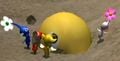 Some Pikmin digging up the Paradoxical Enigma.