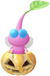 A Winged Special Decor Pikmin with Jack-o'-lantern decor from Pikmin Bloom.
