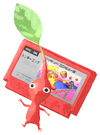 Lifelog artwork of a Red Special Decor Pikmin with Game Pak decor from Pikmin Bloom.