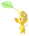 Lifelog artwork of a Yellow Roadside Decor Pikmin with Coin (Rare) decor from Pikmin Bloom.