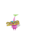 An animation of a Winged Pikmin with 2023 Glasses from Pikmin Bloom