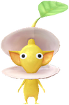 A Yellow Beach Decor Pikmin with Shell decor from Pikmin Bloom.