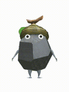 An animation of a Rock Pikmin with a Acorn from Pikmin Bloom.